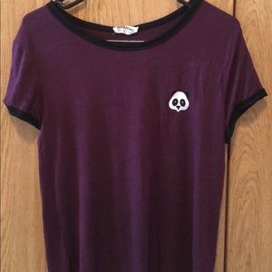 Burgundy French Pastry Shirt with Panda 🐼 Medium